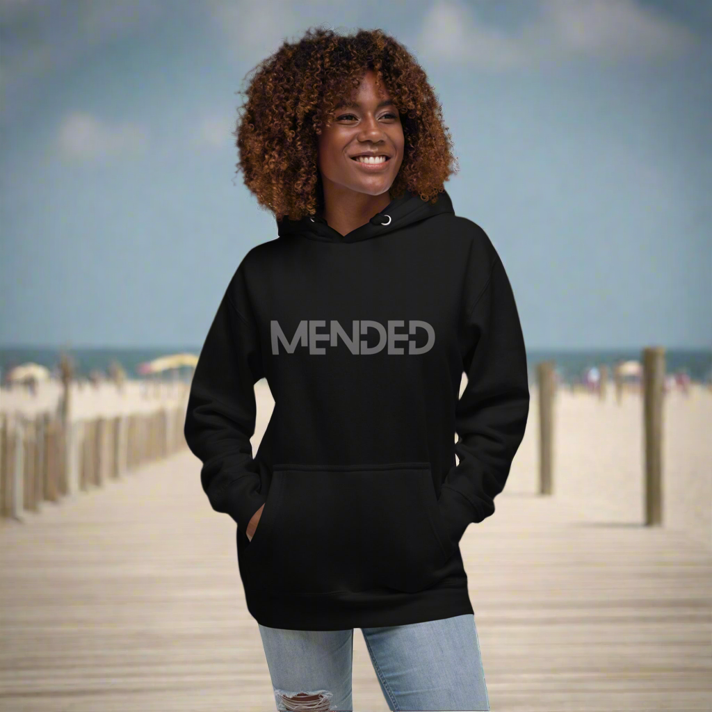 Mended Hoodie- Black w/charcoal gray logo