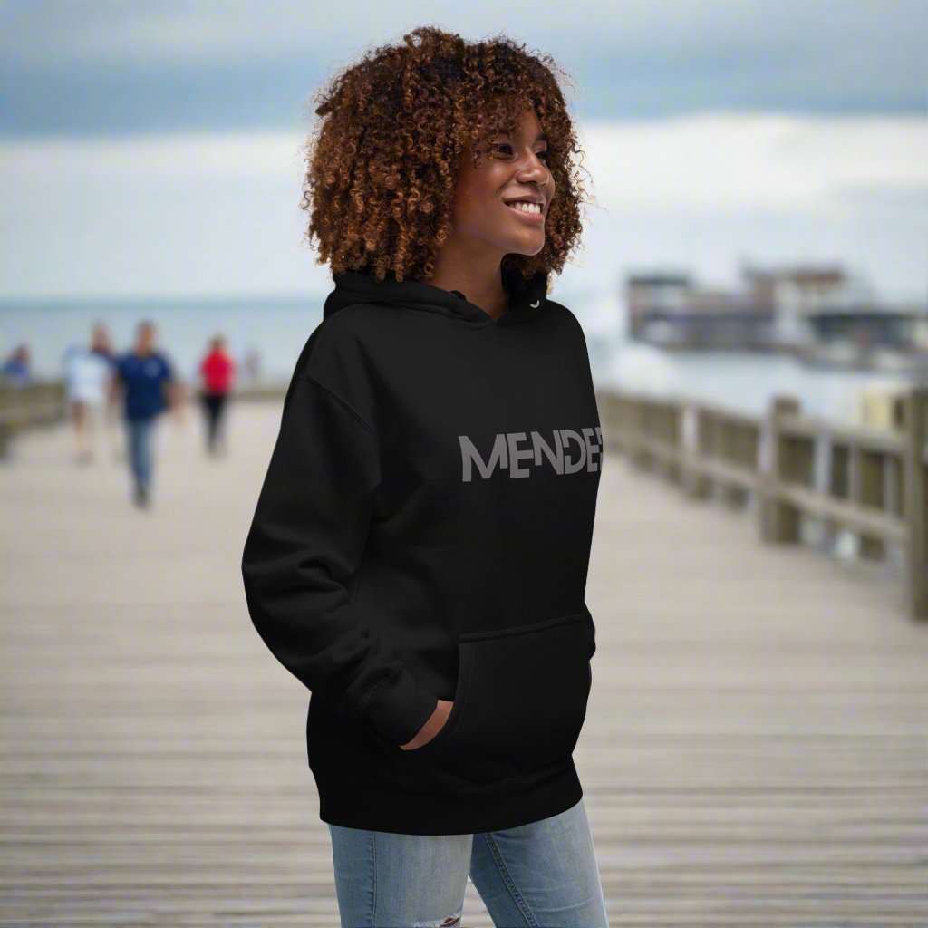 Mended Hoodie- Black w/charcoal gray logo