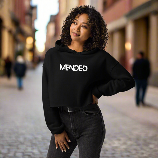 Mended (Word) Crop Hoodie